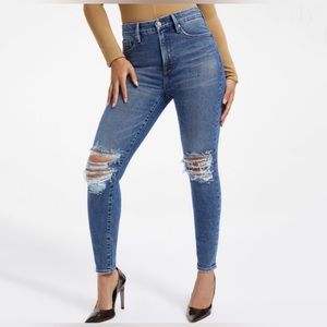 NWOT GOOD AMERICAN GOOD LEGS DISTRESSED HIGH RISE SKINNY JEANS IN INDIGO234